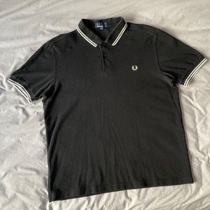 Fred Perry classic fit black polo with white tipping in Men’s XL